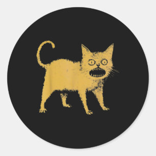 Schreckliche japanische Katze Funny Runder Aufkleber