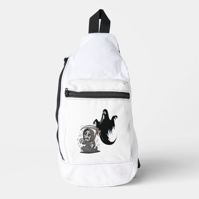 Schrecklicher grimmiger Sensenmann und Geist. Crossbody Bag (Vorderseite)