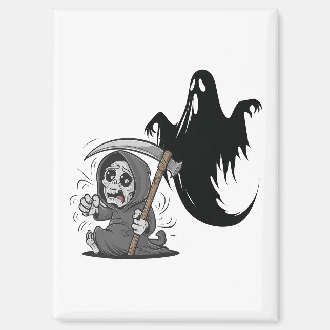 Schrecklicher grimmiger Sensenmann und Geist. Magnet (Vorderseite)