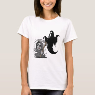 Schrecklicher grimmiger Sensenmann und Geist. T-Shirt