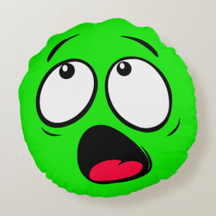 Schreckliches grünes Dayglow Emoji Rundkissen Rundes Kissen