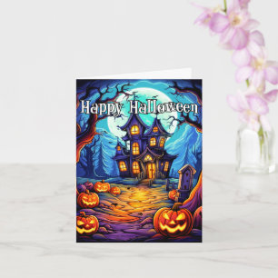 Schreckliches Spuk Haus   Frohe Halloween Karte