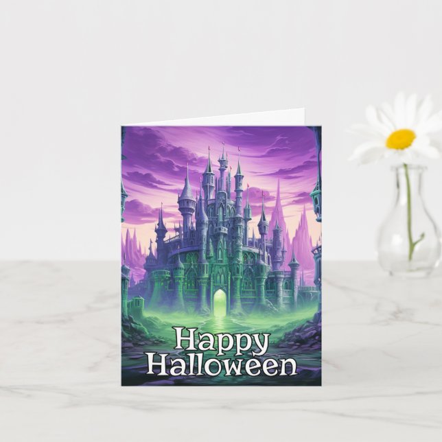 Schreckliches Spuk Haus | Frohe Halloween Karte (Kleine Pflanze)