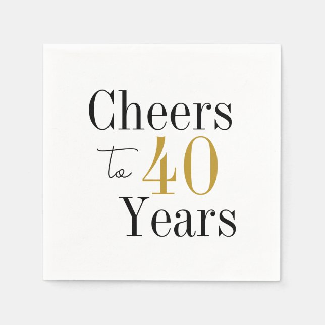 Schreckt auf 40 Jahre Black Gold Party Serviette (Vorderseite)