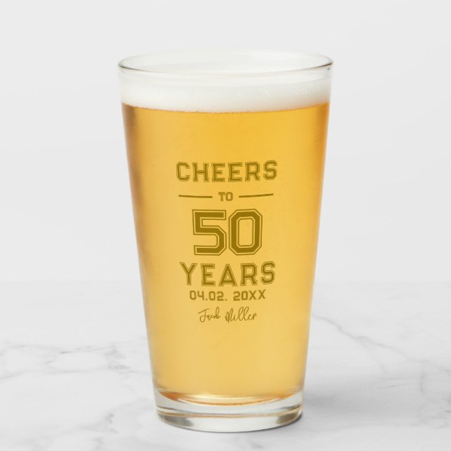 Schreckt bis 50 Jahre Goldskripttypografie Glas (Vorne (Gefüllt))