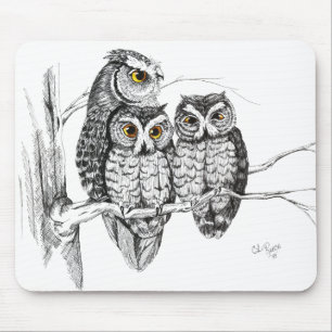 Schrei-Eulen-Familie Mousepad