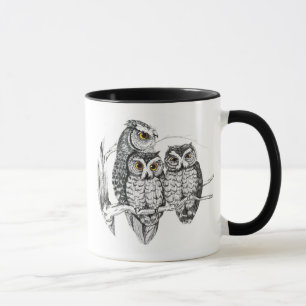 Schrei-Eulen-Familien-Tasse Tasse