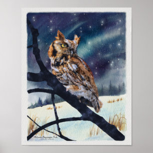 Schrei-Eulen-Winter-Nacht Poster