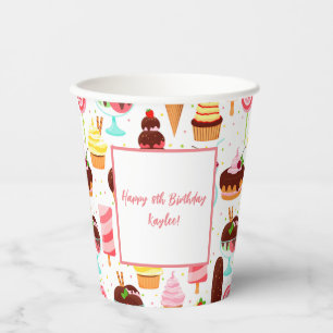 Schrei für Eiscreme Girls Sweet Niedliche Geburtst Pappbecher