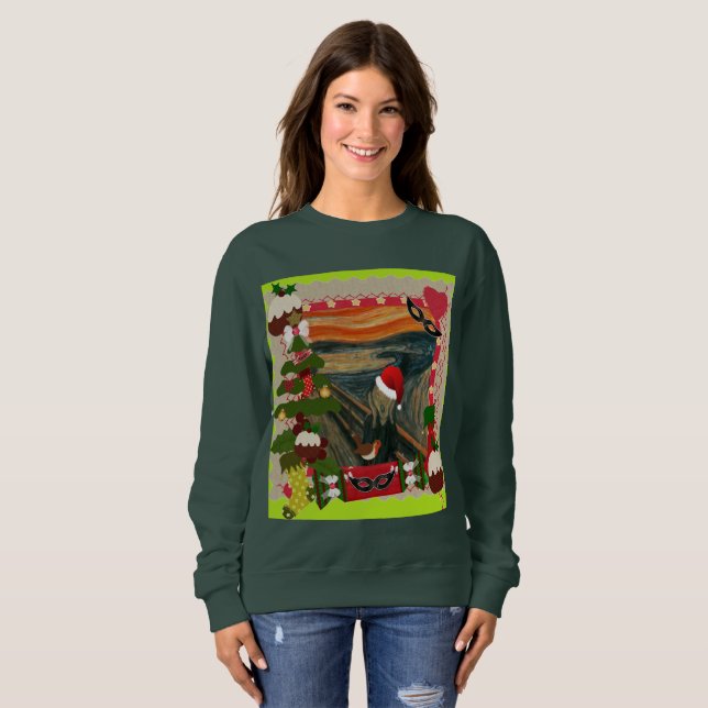 Schrei hässlich Weihnachtsfrauen Sweatshirt (Vorne ganz)