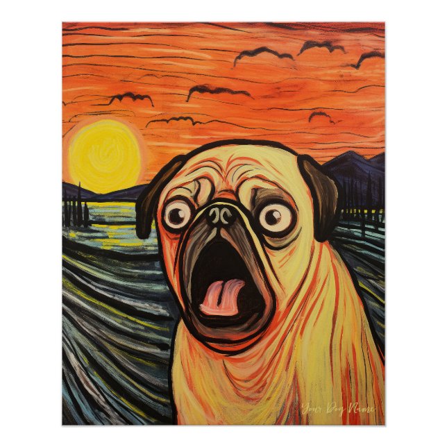 Schrei - Mops Hund 003 - Pall Munch Poster (Vorderseite)