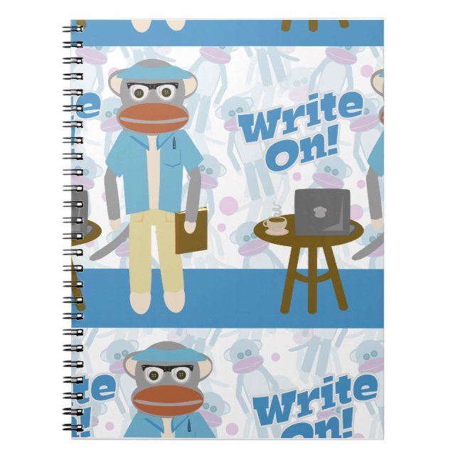Schreib auf! Writer Sock Monkey Fun Toon Muster Ar Notizblock (Vorderseite)