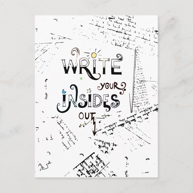 Schreib deine Inside OUT! Motto der motivierend Sc Postkarte (Vorderseite)
