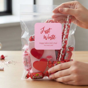 Schreib einfach Valentinstag Rosa Rot Benutzerdefi Quadratischer Aufkleber