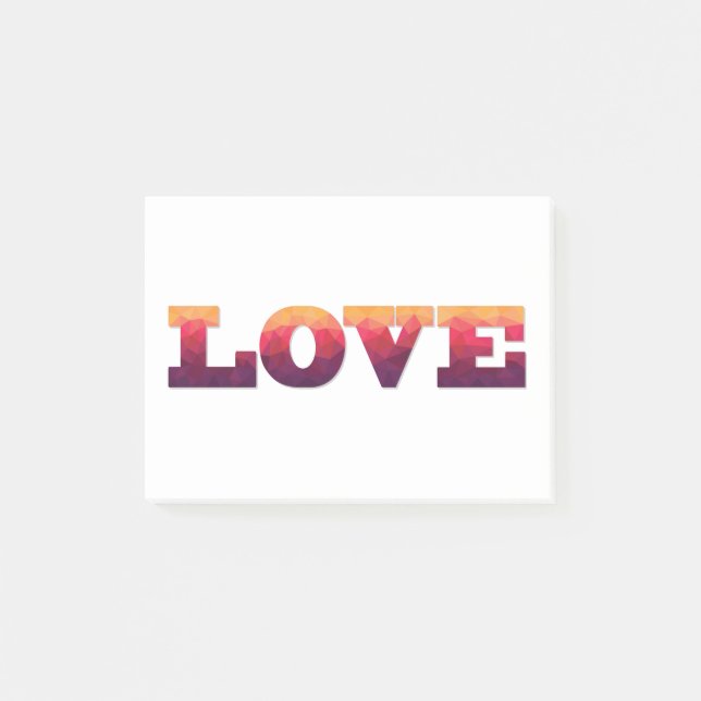 Schreib es Liebe ord in lila, rosa, gelb. Post-it Klebezettel (Vorderseite)