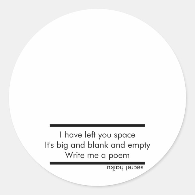 Schreib mir einen Gedicht-Aufkleber Runder Aufkleber (Vorderseite)