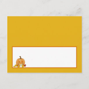 Schreibbare Platzkarte Herbst Kürbis Baby Postkarte