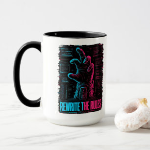 Schreibe die Regeln Cyberpunk Tech Kaffeetasse um