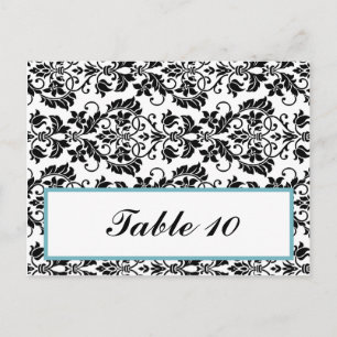 Schreibe Platzkarte Black Damask Baby Blue Stripe Postkarte