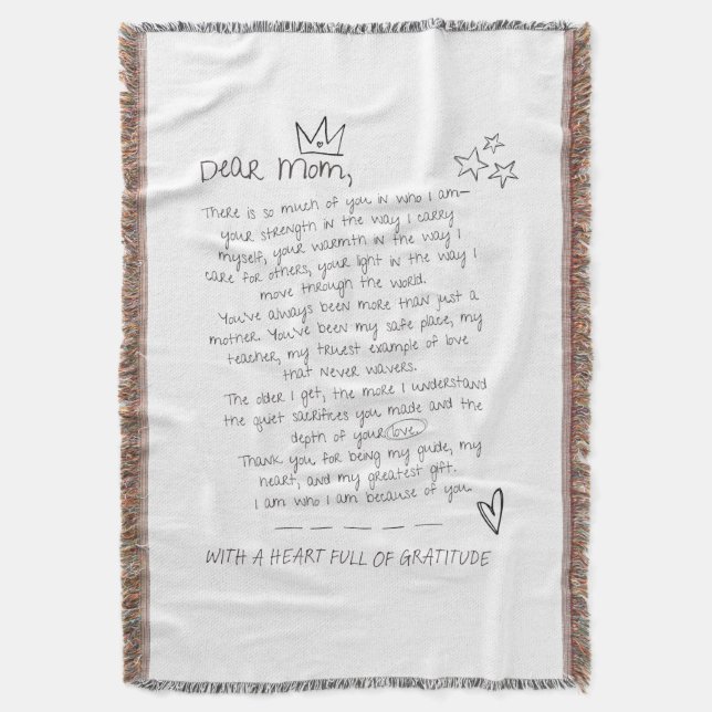 Schreiben an die Mama Decke (Vorderseite Vertikal)