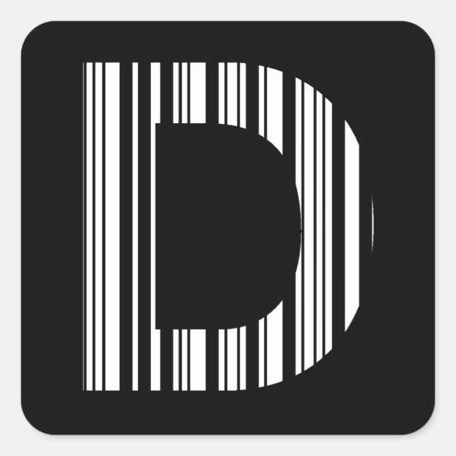 SCHREIBEN D BAR CODE Erste erste Barcodetabelle Quadratischer Aufkleber (Vorderseite)