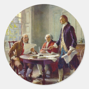 Schreiben der Unabhängigkeitserklärung 1776 Runder Aufkleber