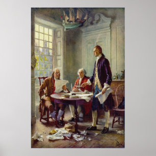 Schreiben der Unabhängigkeitserklärung durch Poster