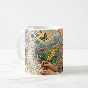 Schreiben der Welt Art Nouveau Kaffeetasse