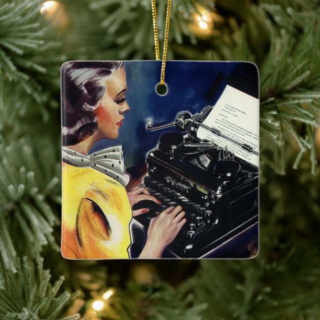 Schreiben des Sekretärs der Vintagen Führungskraft Keramikornament (Baum)