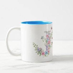 Schreiben J, Shabby Chic von Natasha Us Zweifarbige Tasse
