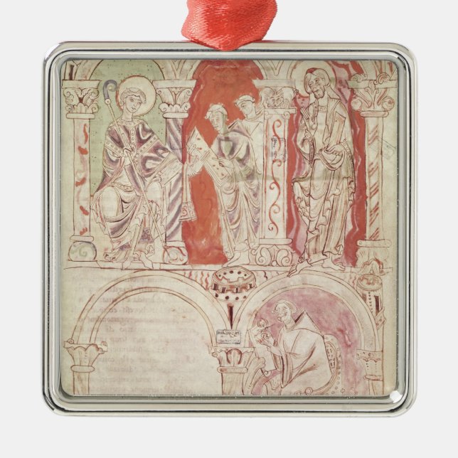 Schreiben Johannes Cassian und Mönch-Angebot Silbernes Ornament (Vorne)