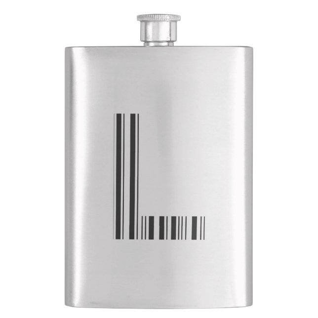 SCHREIBEN L BAR CODE Erstes erstes Barcode-Muster Flachmann (Vorderseite)