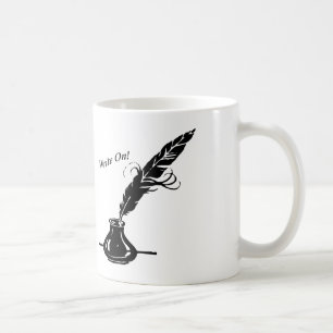 Schreiben Sie an! Spulen-Tinte auf einer Kaffeetasse