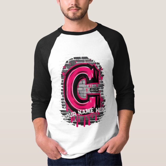 Schreiben Sie Ihren Namen: Anpassbarer Graffiti-Le T-Shirt (Vorderseite)