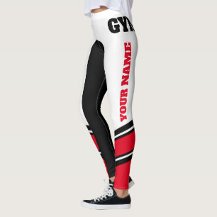 Schreiben Sie Ihren Namen schwarz/weiß/rot Leggings