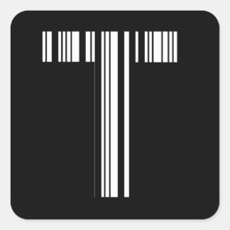 SCHREIBEN T BAR CODE Erste erste Barcode-Muster Quadratischer Aufkleber