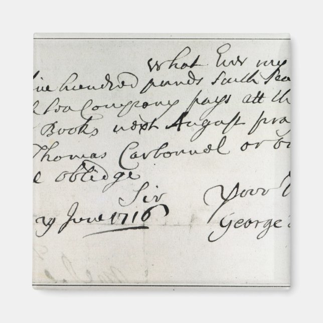 Schreiben von Händel, Juni 1716 Magnet (Vorne)