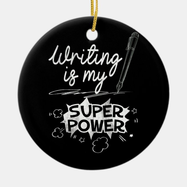 Schreiben von Superpower Superhero Writers and Aut Keramik Ornament (Vorne)