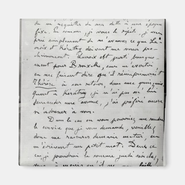 Schreiben von Zola an Edouard Manet 1868 Magnet (Vorne)
