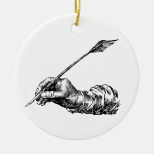 Schreibende Hand Keramikornament
