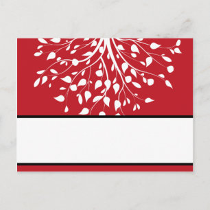 Schreibende Platzkarte Wintergrau/Rote Bäume Postkarte