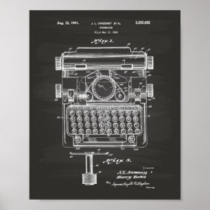 Schreibmaschine 1941 Patent Kunst Tafel Poster