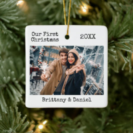 Schreibmaschine Erste Weihnachtscoupel Foto Keramikornament