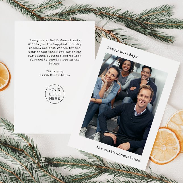 Schreibmaschine | Foto und Logo Feiertagskarte (A simple and elegant holiday greeting card for your corporation or business to send to clients)