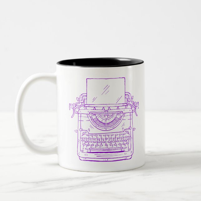 Schreibmaschine lila Vintag Zweifarbige Tasse (Links)