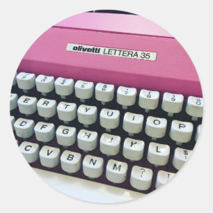 Schreibmaschine rosa runder aufkleber