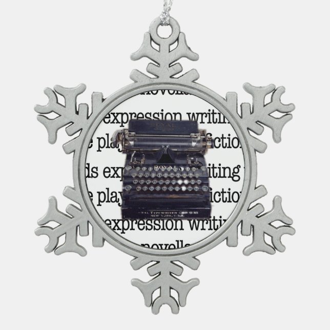 Schreibmaschine Schneeflocken Zinn-Ornament (Vorderseite)
