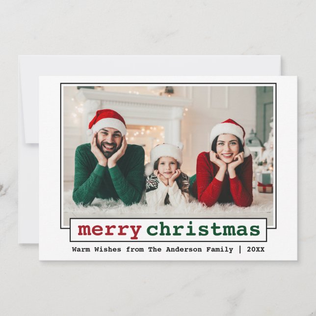 Schreibmaschine Schriftart Frohe Weihnachts-Foto Feiertagskarte (Vorderseite)