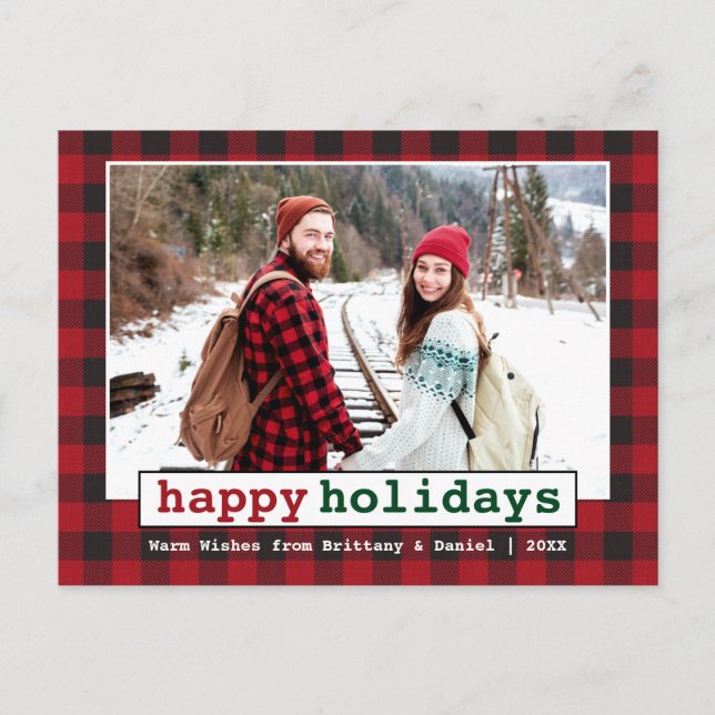 Schreibmaschine Schriftart Happy Holidays Foto Red Postkarte (Vorderseite)