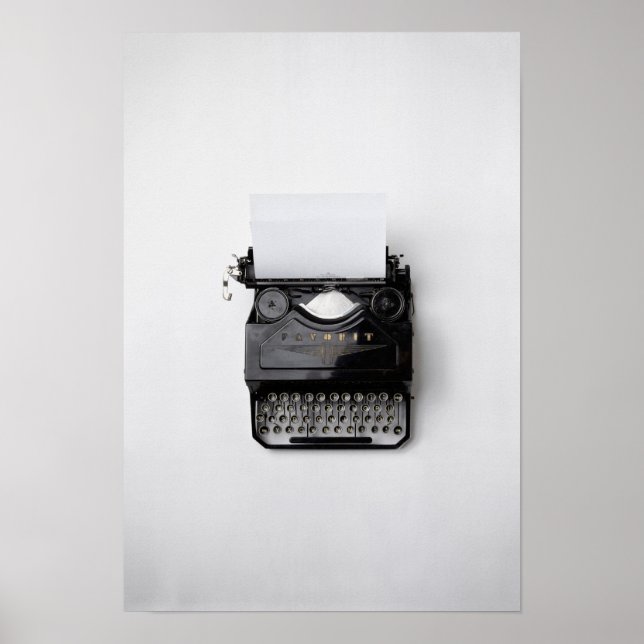 Schreibmaschine, Schwarzweißfoto, Poster (Vorne)